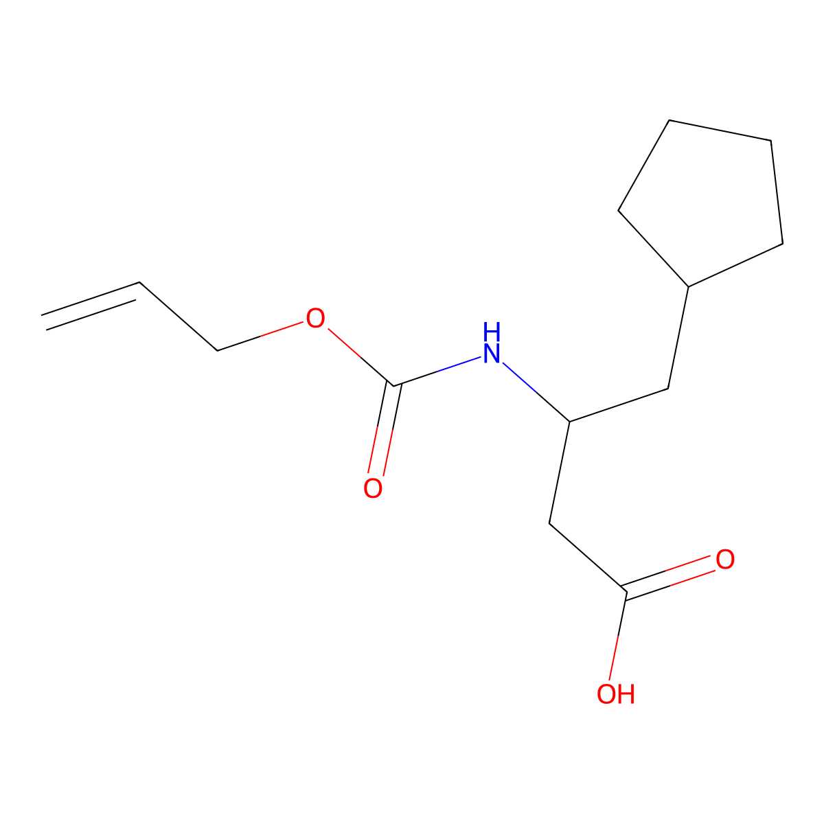 4-Cyclopentyl-3-{[(prop-2-en-1-yloxy)carbonyl]amino}butanoic acid molecular structure, CAS 2680771-01-9
