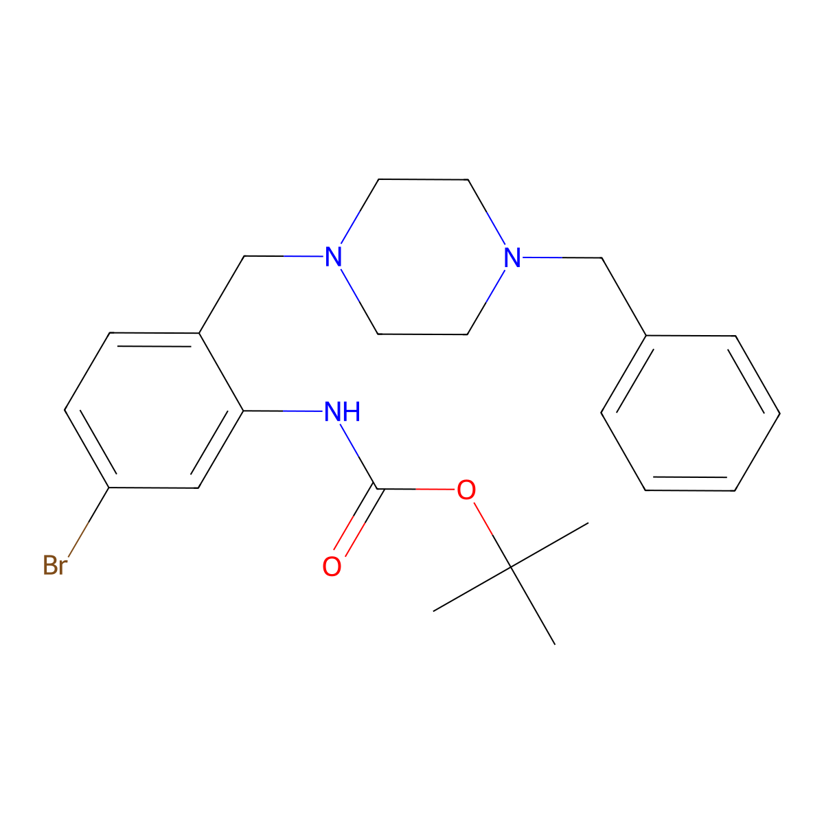 tert-butyl N-{2-[(4-benzylpiperazin-1-yl)methyl]-5-bromophenyl}carbamate molecular structure, CAS 2680771-02-0