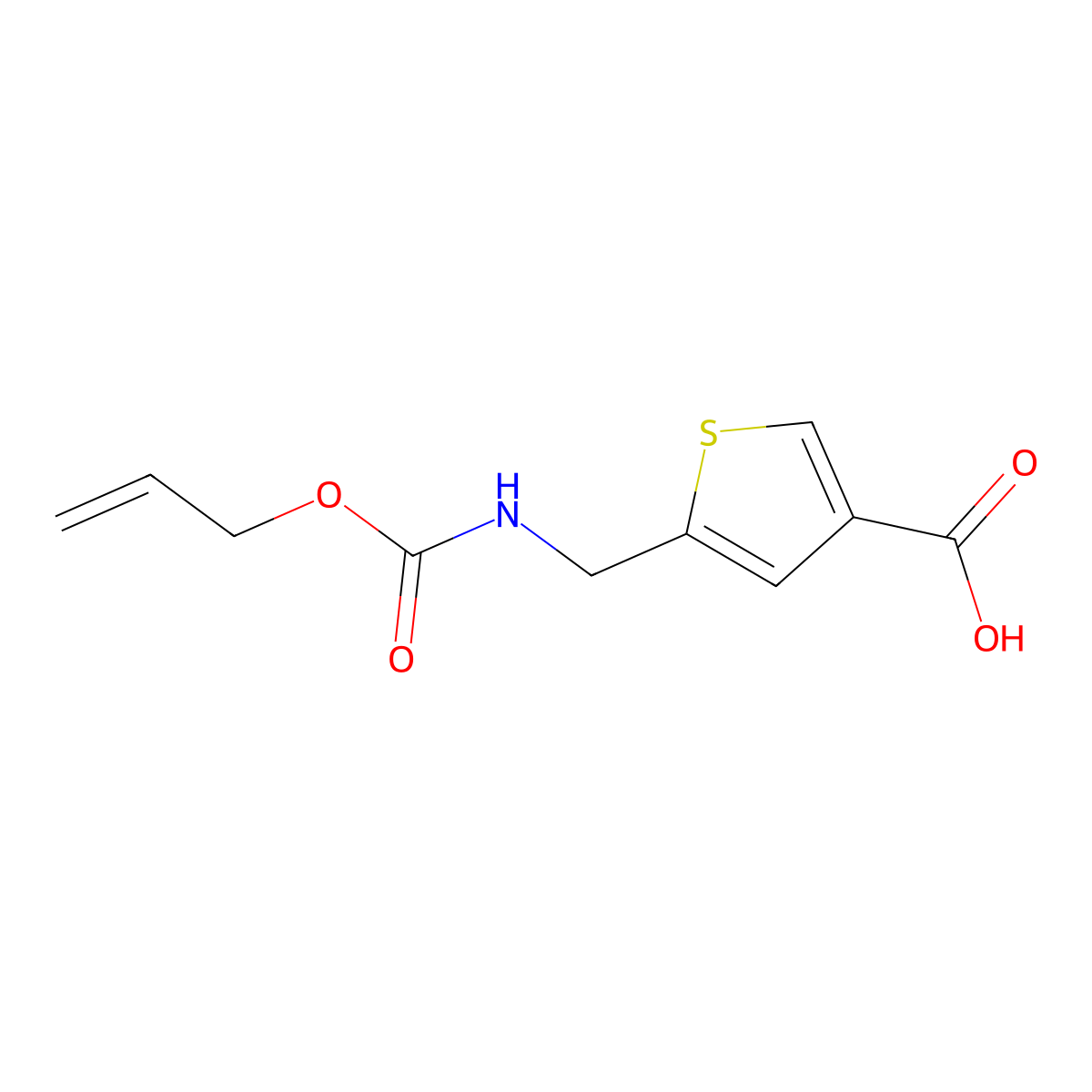 5-({[(Prop-2-en-1-yloxy)carbonyl]amino}methyl)thiophene-3-carboxylic acid molecular structure, CAS 2680771-05-3