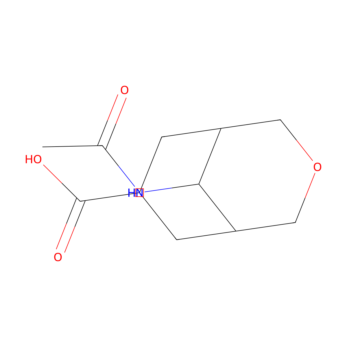9-Acetamido-3-oxabicyclo[3.3.1]nonane-7-carboxylic acid molecular structure, CAS 2680771-07-5