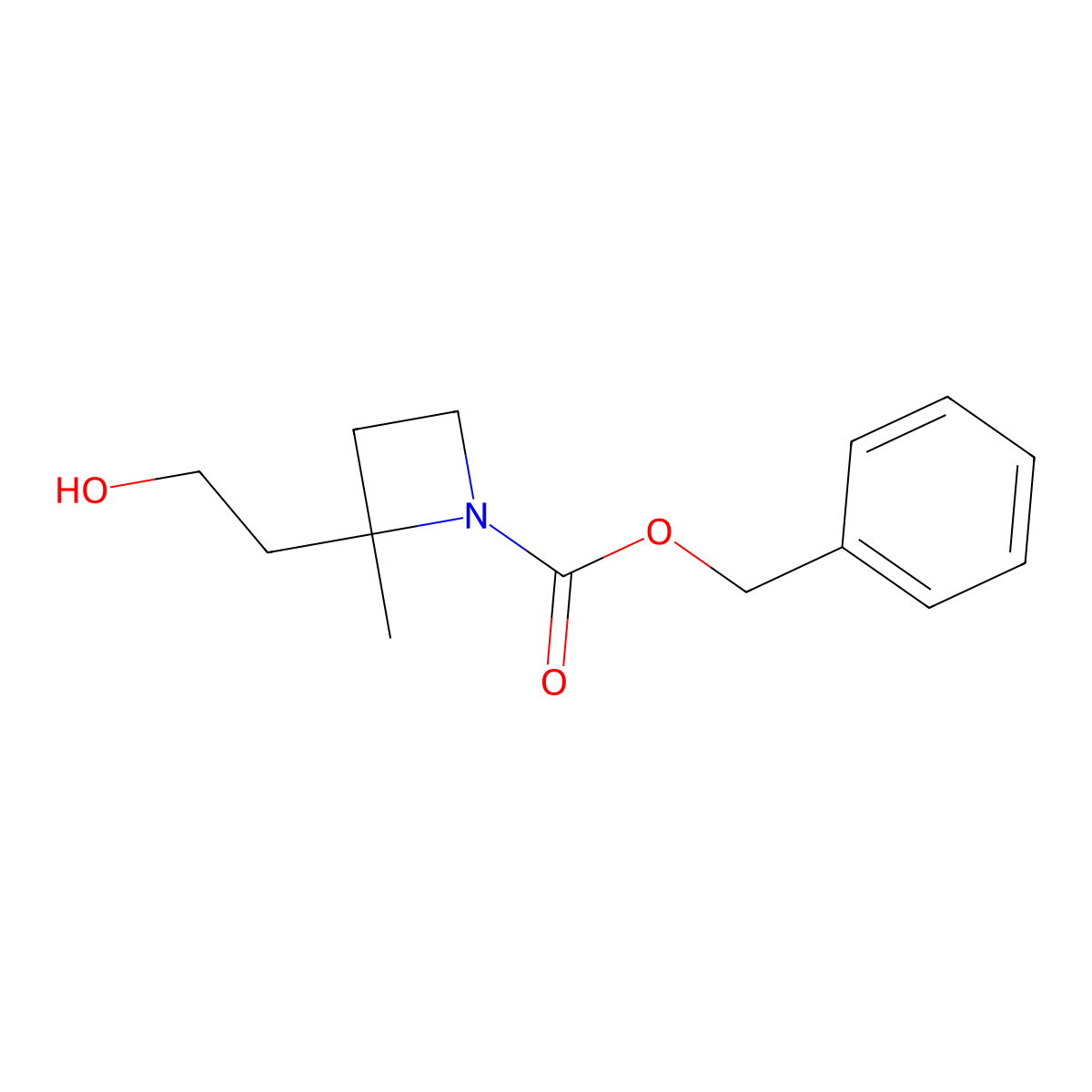 Benzyl 2-(2-hydroxyethyl)-2-methylazetidine-1-carboxylate molecular structure, CAS 2680771-13-3