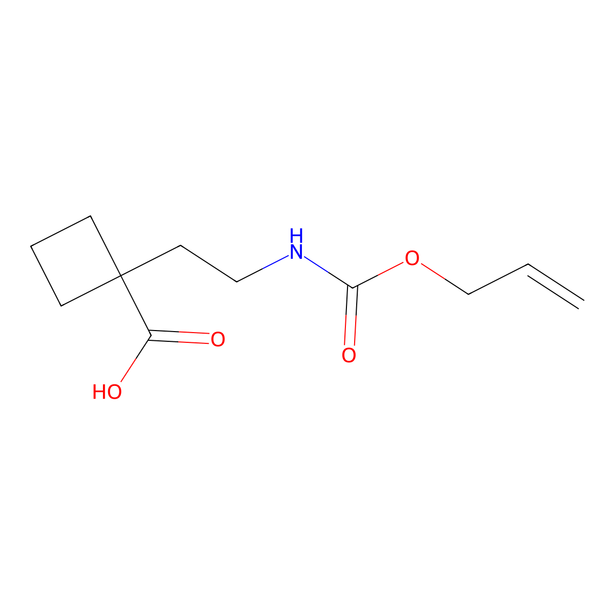 1-(2-{[(Prop-2-en-1-yloxy)carbonyl]amino}ethyl)cyclobutane-1-carboxylic acid molecular structure, CAS 2680771-14-4