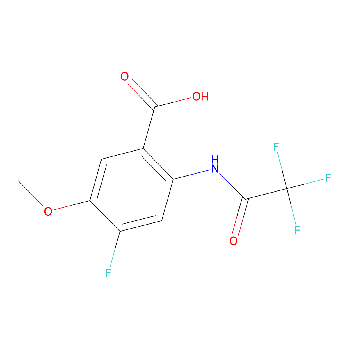 4-Fluoro-5-methoxy-2-(2,2,2-trifluoroacetamido)benzoic acid molecular structure, CAS 2680771-25-7