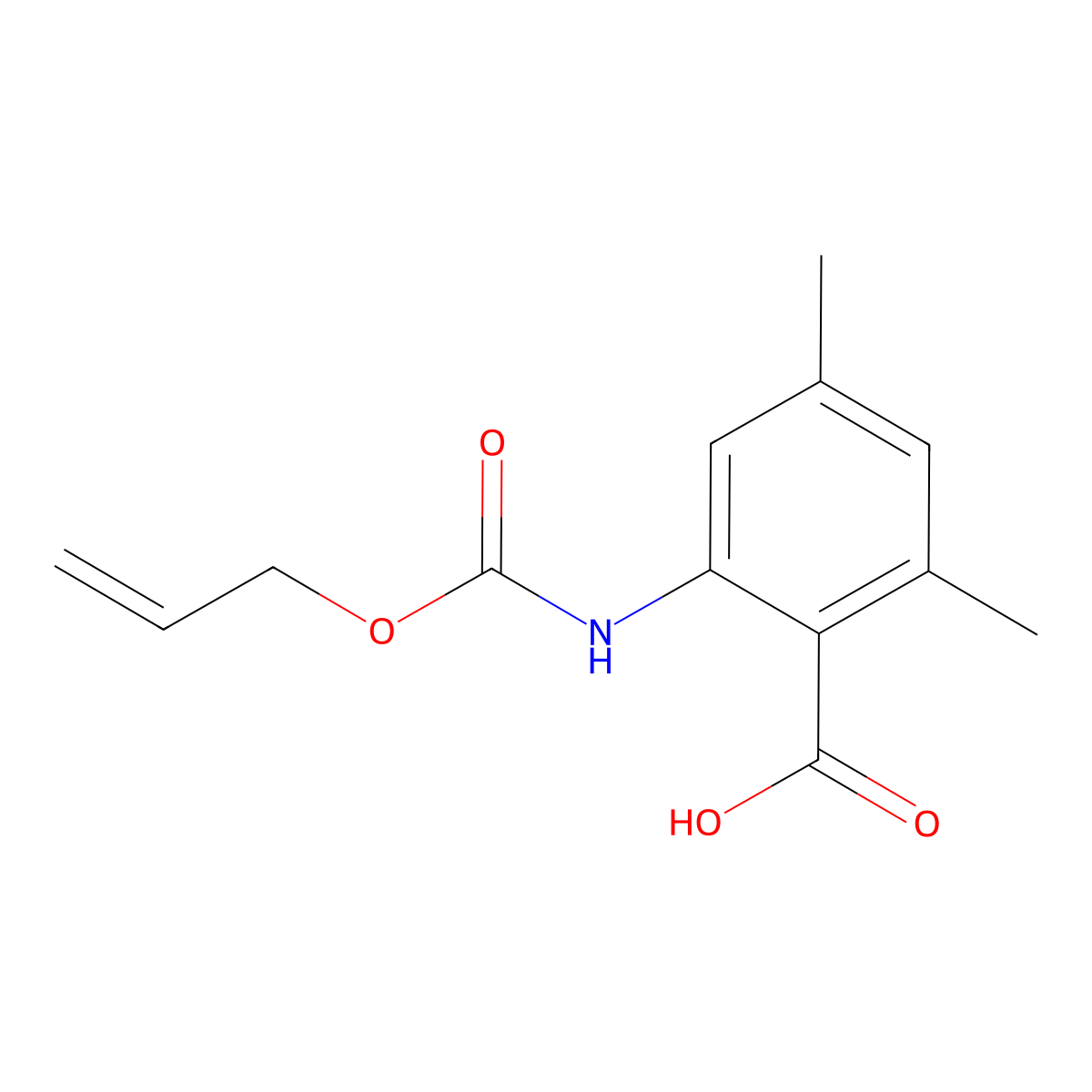 2,4-Dimethyl-6-{[(prop-2-en-1-yloxy)carbonyl]amino}benzoic acid molecular structure, CAS 2680771-39-3