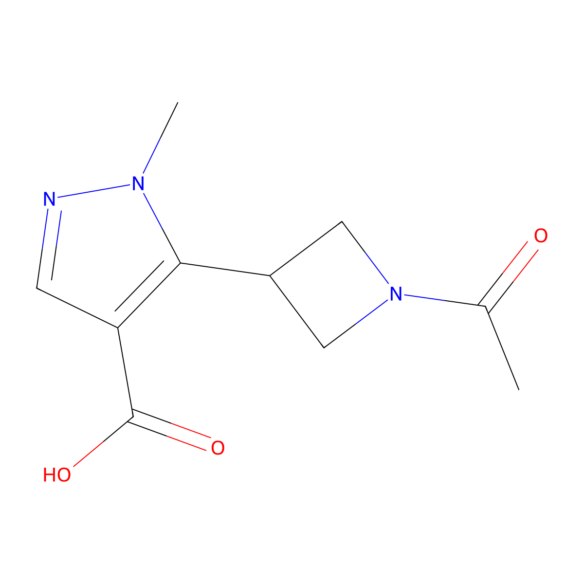 5-(1-acetylazetidin-3-yl)-1-methyl-1H-pyrazole-4-carboxylic acid molecular structure, CAS 2680771-42-8