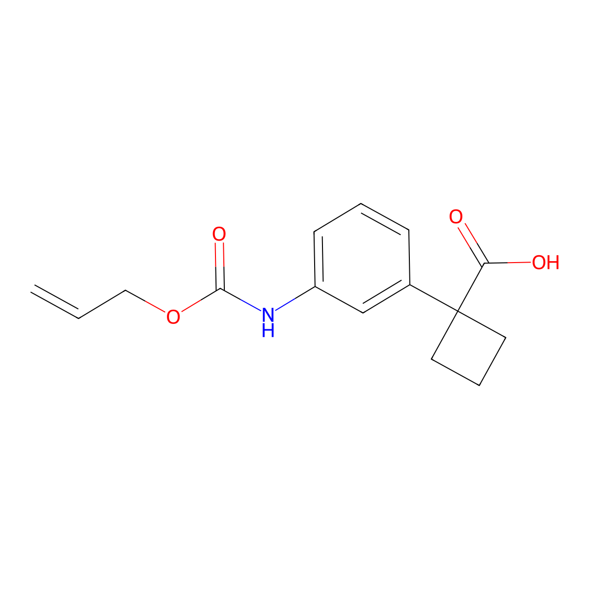 1-(3-{[(Prop-2-en-1-yloxy)carbonyl]amino}phenyl)cyclobutane-1-carboxylic acid molecular structure, CAS 2680771-47-3