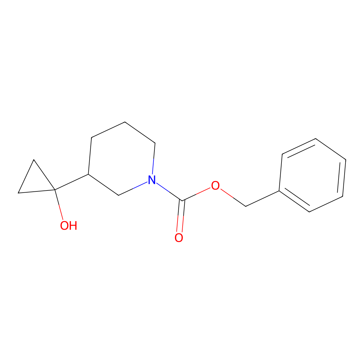 Benzyl 3-(1-hydroxycyclopropyl)piperidine-1-carboxylate molecular structure, CAS 2680771-51-9