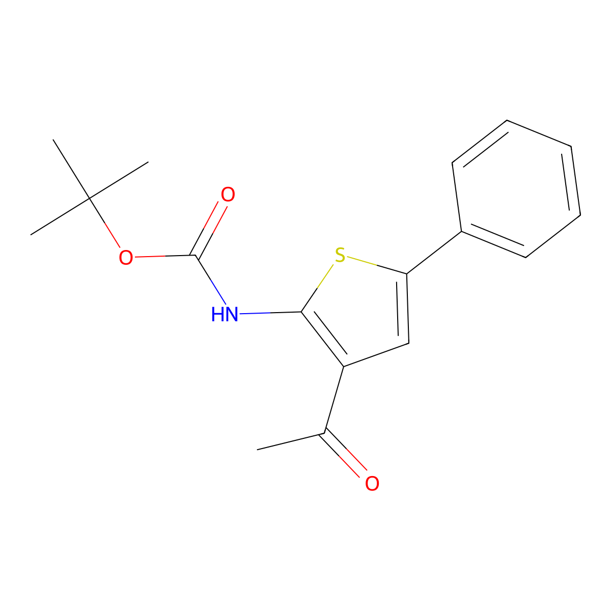 tert-butyl N-(3-acetyl-5-phenylthiophen-2-yl)carbamate molecular structure, CAS 2680771-57-5