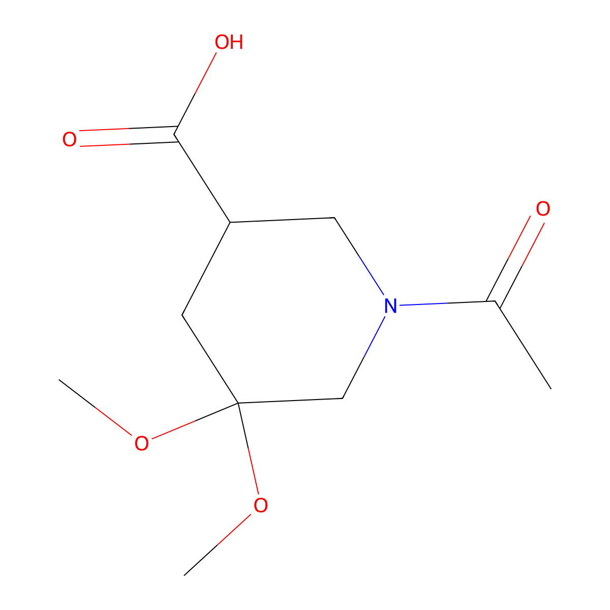 1-Acetyl-5,5-dimethoxypiperidine-3-carboxylic acid molecular structure, CAS 2680771-63-3