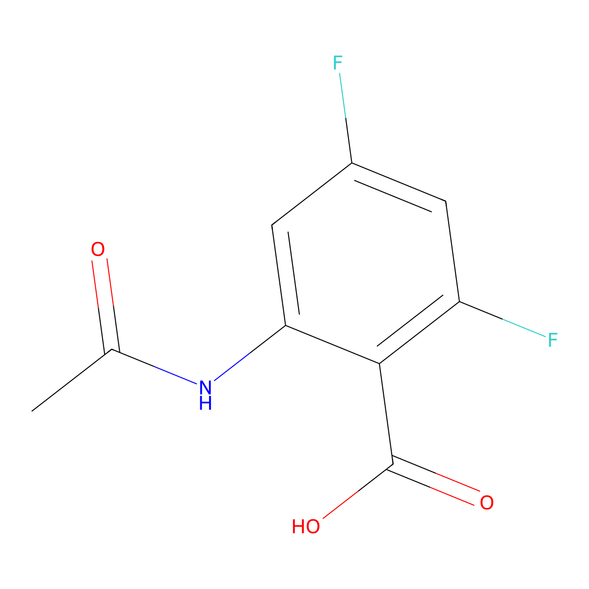 2-Acetamido-4,6-difluorobenzoic acid molecular structure, CAS 2680771-66-6