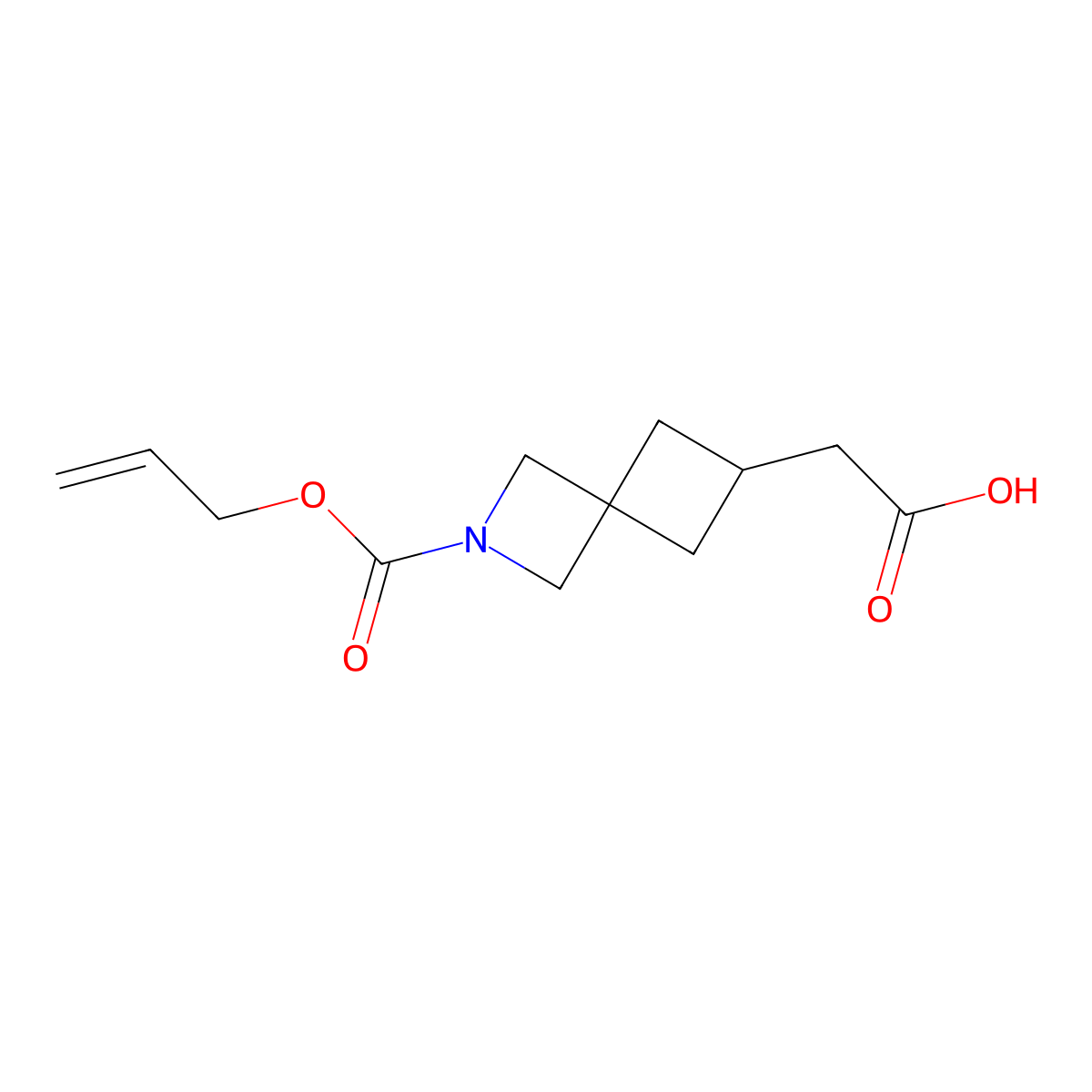 2-{2-[(Prop-2-en-1-yloxy)carbonyl]-2-azaspiro[3.3]heptan-6-yl}acetic acid molecular structure, CAS 2680771-68-8