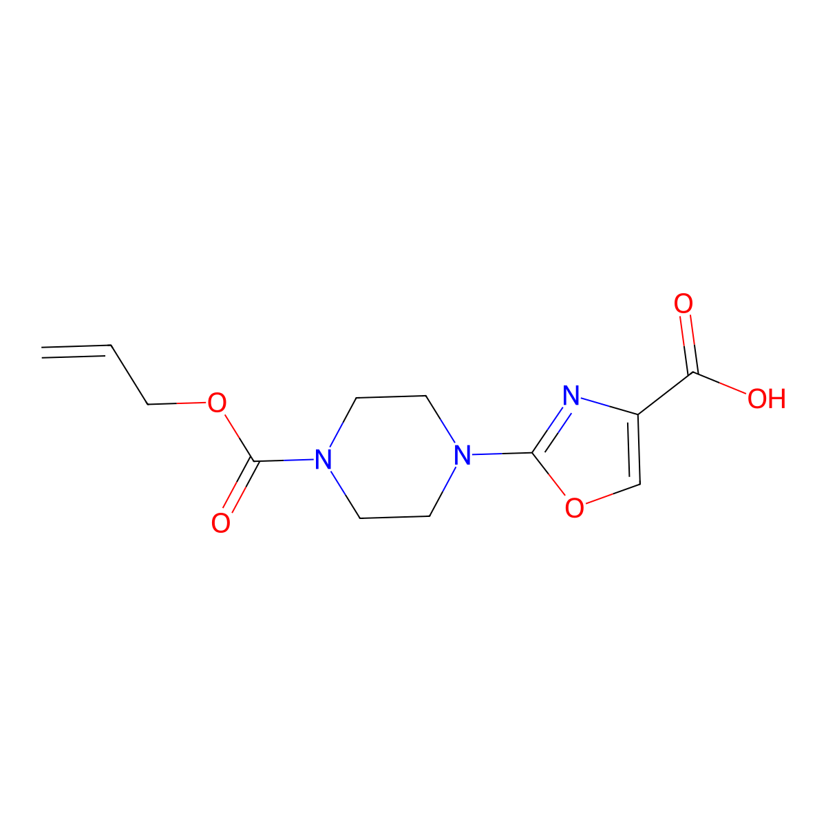 2-{4-[(Prop-2-en-1-yloxy)carbonyl]piperazin-1-yl}-1,3-oxazole-4-carboxylic acid molecular structure, CAS 2680771-73-5