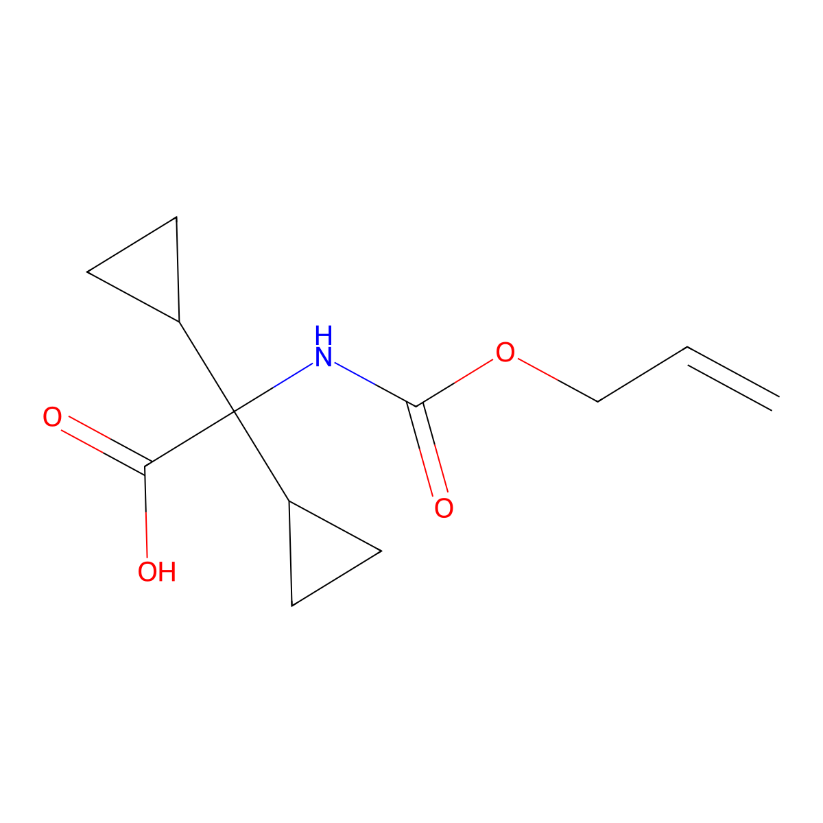 2,2-Dicyclopropyl-2-{[(prop-2-en-1-yloxy)carbonyl]amino}acetic acid molecular structure, CAS 2680771-77-9