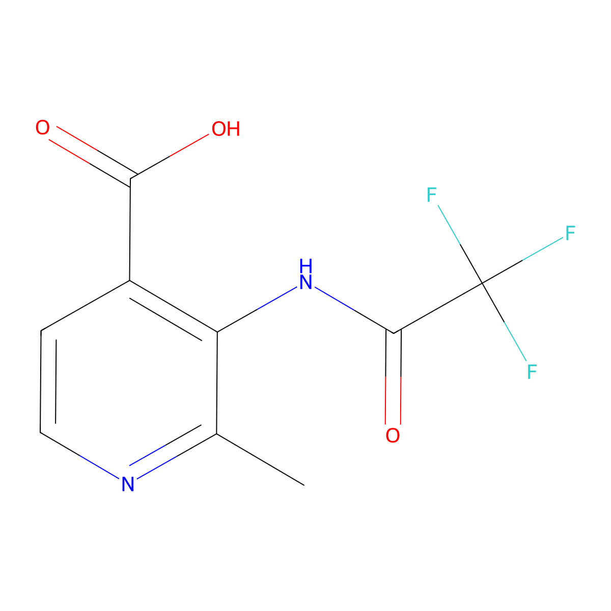 2-Methyl-3-(2,2,2-trifluoroacetamido)pyridine-4-carboxylic acid molecular structure, CAS 2680771-84-8
