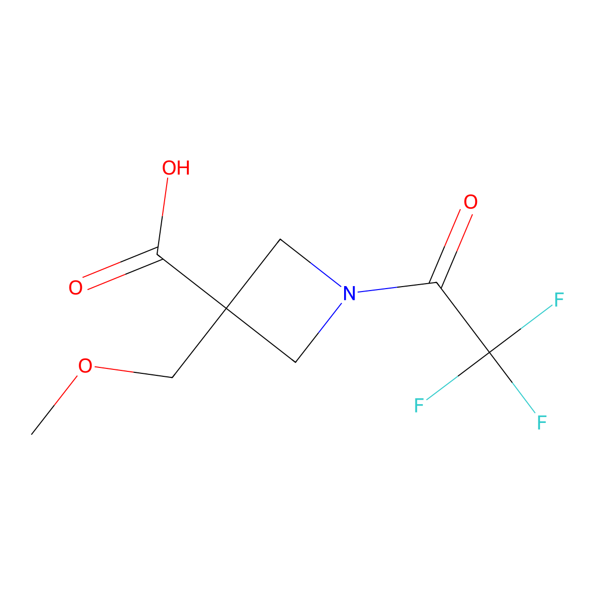 3-(Methoxymethyl)-1-(trifluoroacetyl)azetidine-3-carboxylic acid molecular structure, CAS 2680771-86-0