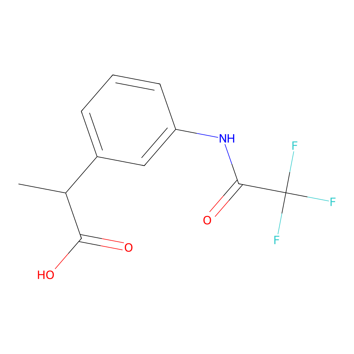 2-[3-(2,2,2-Trifluoroacetamido)phenyl]propanoic acid molecular structure, CAS 2680771-92-8