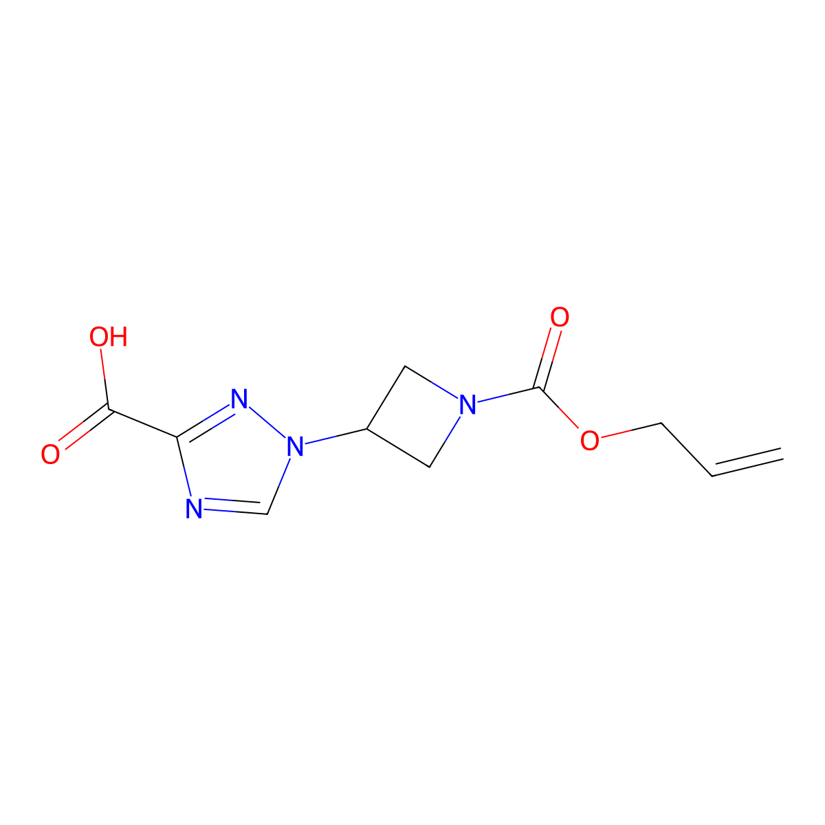 1-{1-[(prop-2-en-1-yloxy)carbonyl]azetidin-3-yl}-1H-1,2,4-triazole-3-carboxylic acid molecular structure, CAS 2680772-00-1