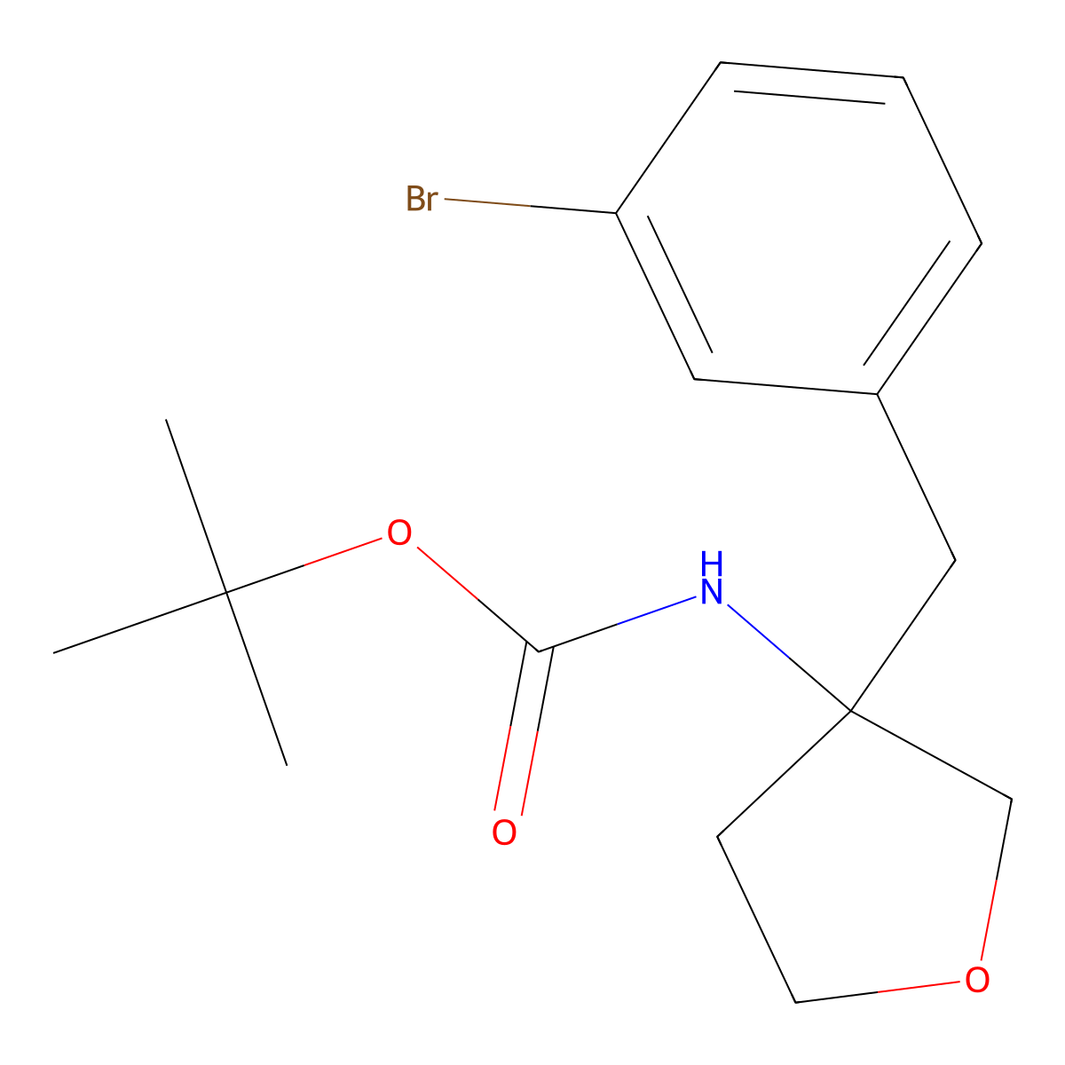 tert-butyl N-{3-[(3-bromophenyl)methyl]oxolan-3-yl}carbamate molecular structure, CAS 2680772-06-7