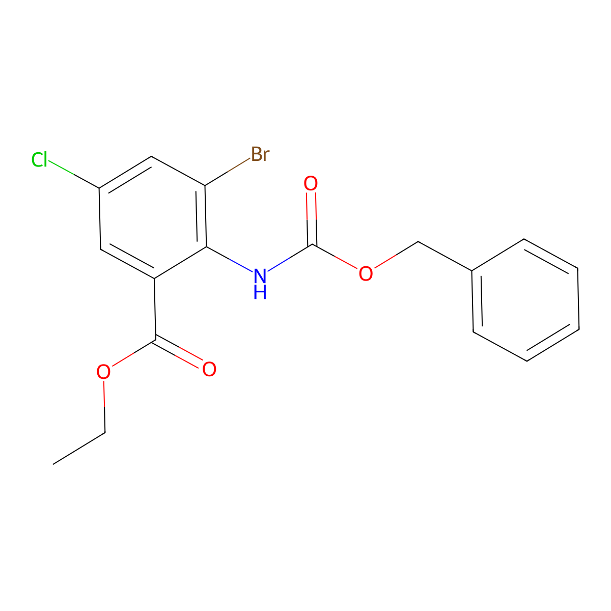 Ethyl 2-{[(benzyloxy)carbonyl]amino}-3-bromo-5-chlorobenzoate molecular structure, CAS 2680772-15-8