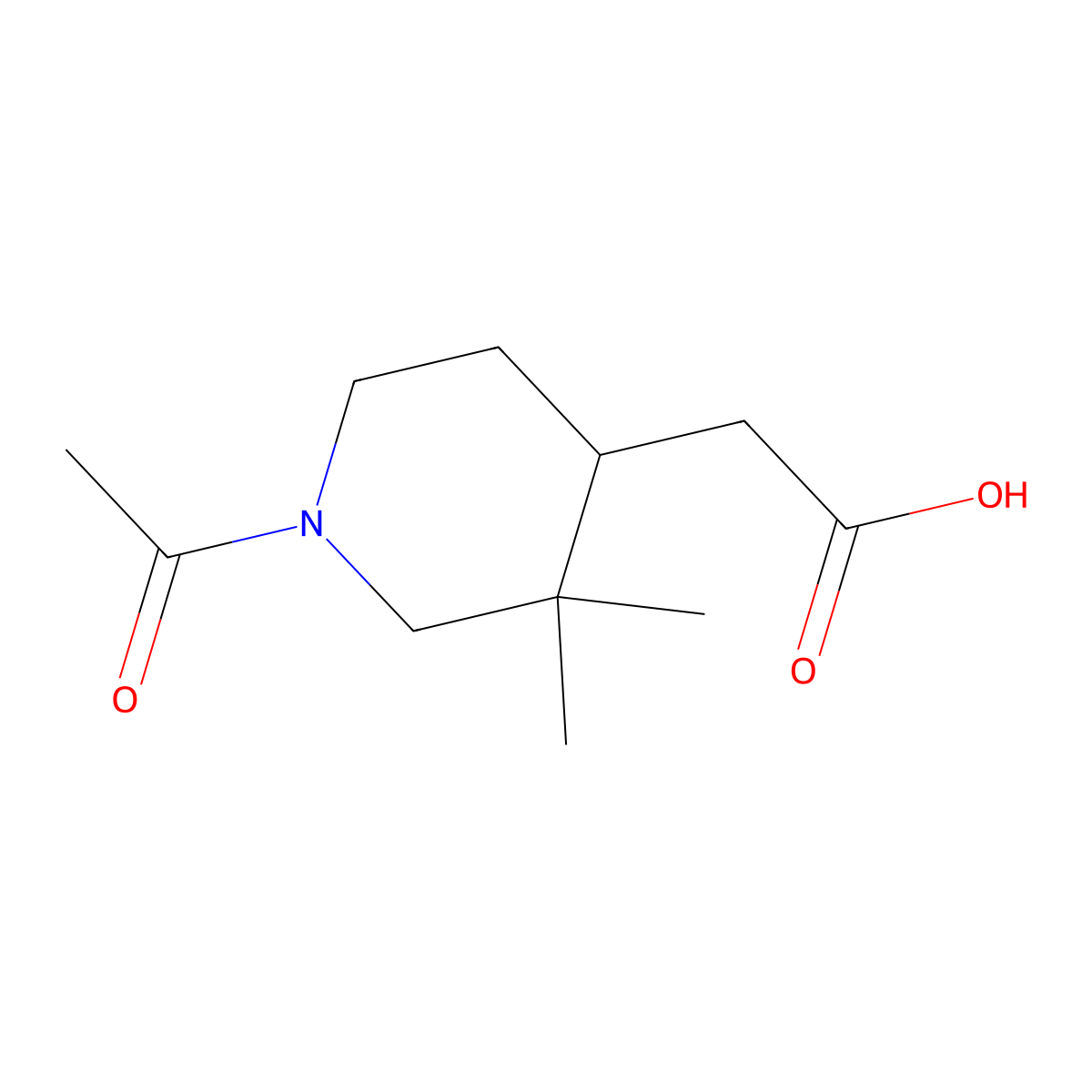 2-(1-Acetyl-3,3-dimethylpiperidin-4-yl)acetic acid molecular structure, CAS 2680772-18-1