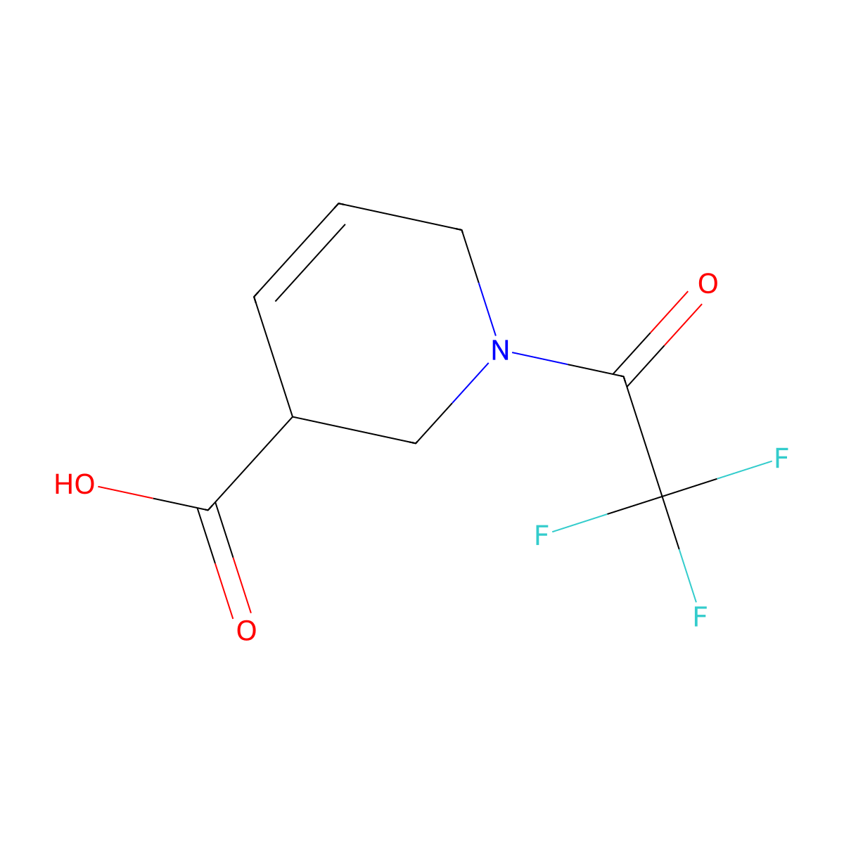1-(Trifluoroacetyl)-1,2,3,6-tetrahydropyridine-3-carboxylic acid molecular structure, CAS 2680772-22-7