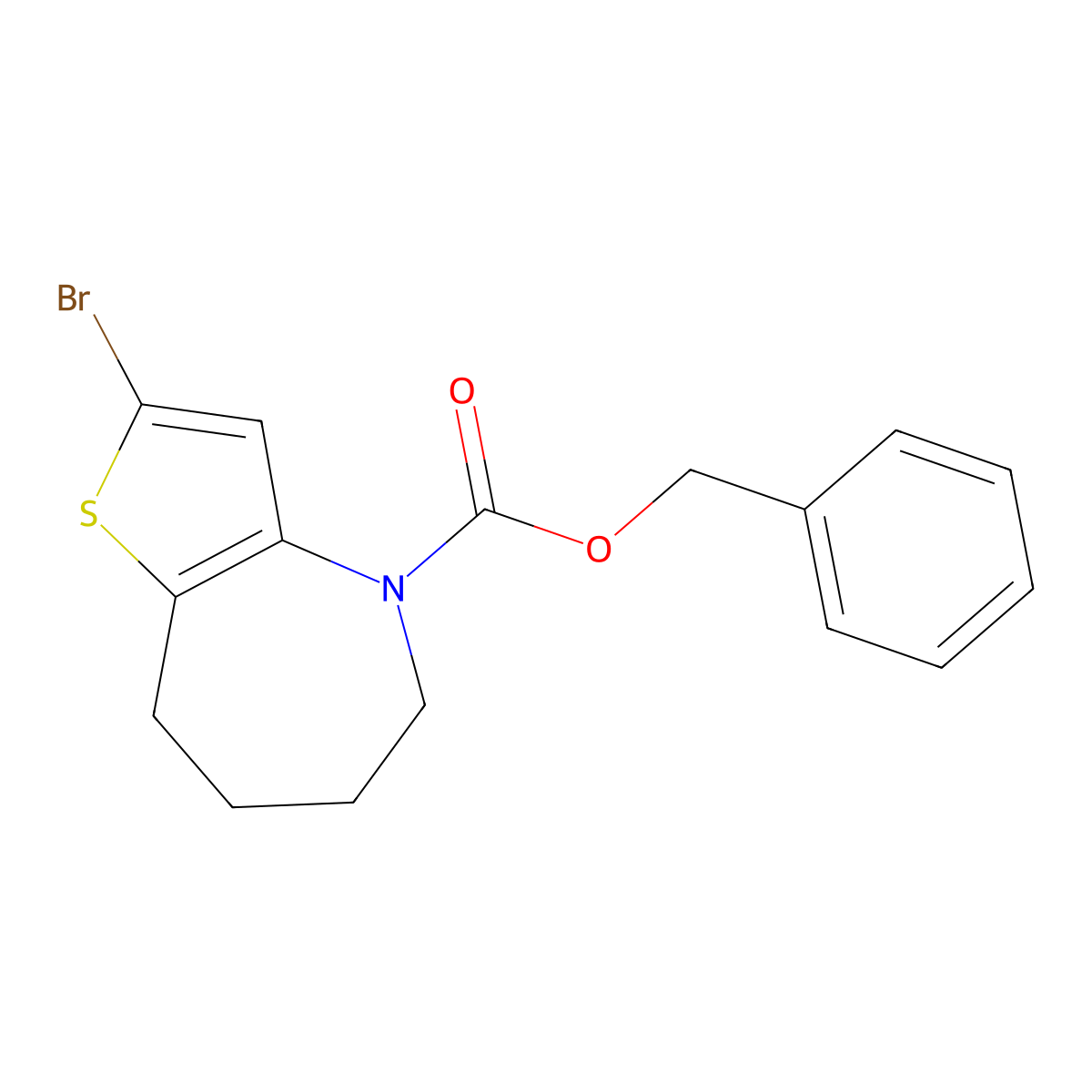 benzyl 2-bromo-4H,5H,6H,7H,8H-thieno[3,2-b]azepine-4-carboxylate molecular structure, CAS 2680772-27-2