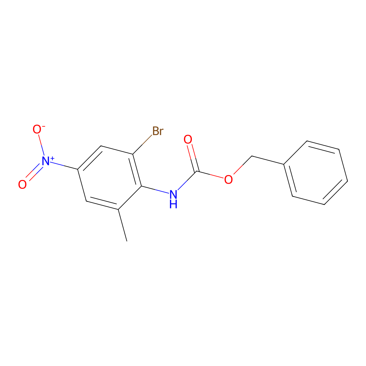 benzyl N-(2-bromo-6-methyl-4-nitrophenyl)carbamate molecular structure, CAS 2680772-31-8