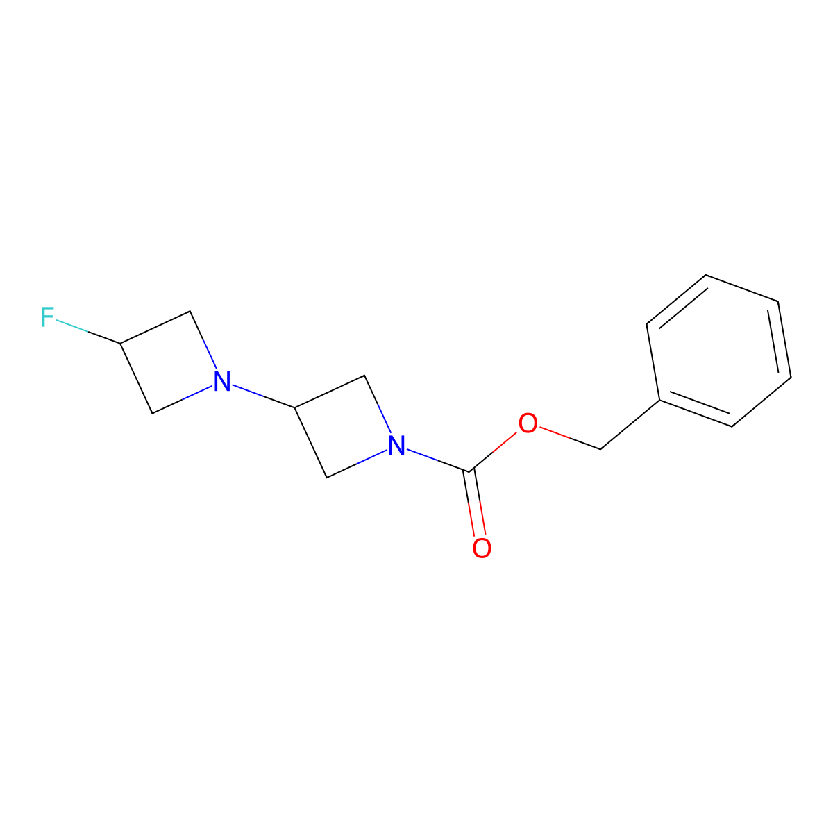 Benzyl 3-(3-fluoroazetidin-1-yl)azetidine-1-carboxylate molecular structure, CAS 2680772-34-1