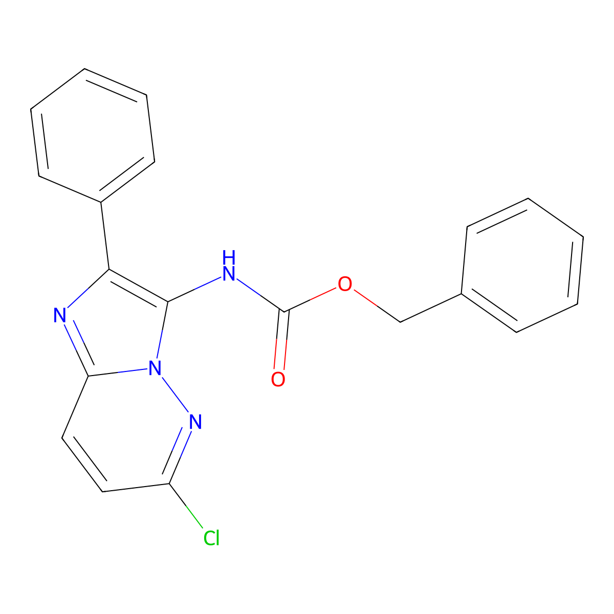benzyl N-{6-chloro-2-phenylimidazo[1,2-b]pyridazin-3-yl}carbamate molecular structure, CAS 2680772-37-4