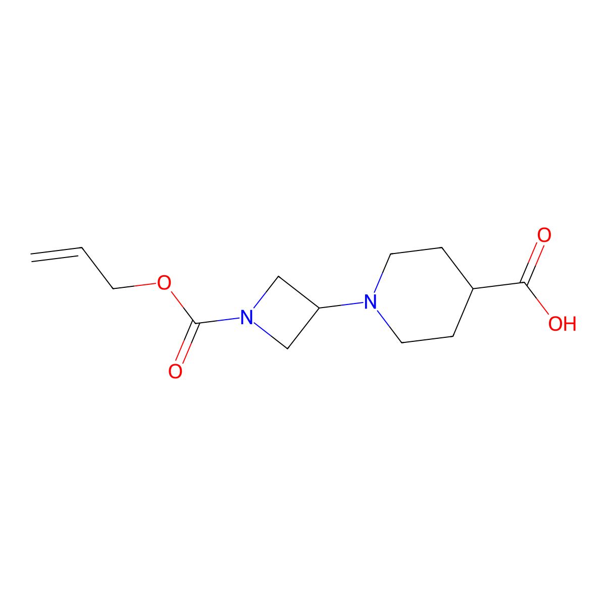 1-{1-[(Prop-2-en-1-yloxy)carbonyl]azetidin-3-yl}piperidine-4-carboxylic acid molecular structure, CAS 2680772-40-9