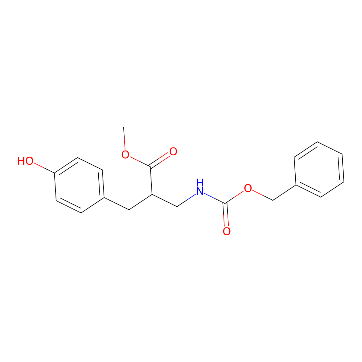 Methyl 3-{[(benzyloxy)carbonyl]amino}-2-[(4-hydroxyphenyl)methyl]propanoate molecular structure, CAS 2680772-44-3