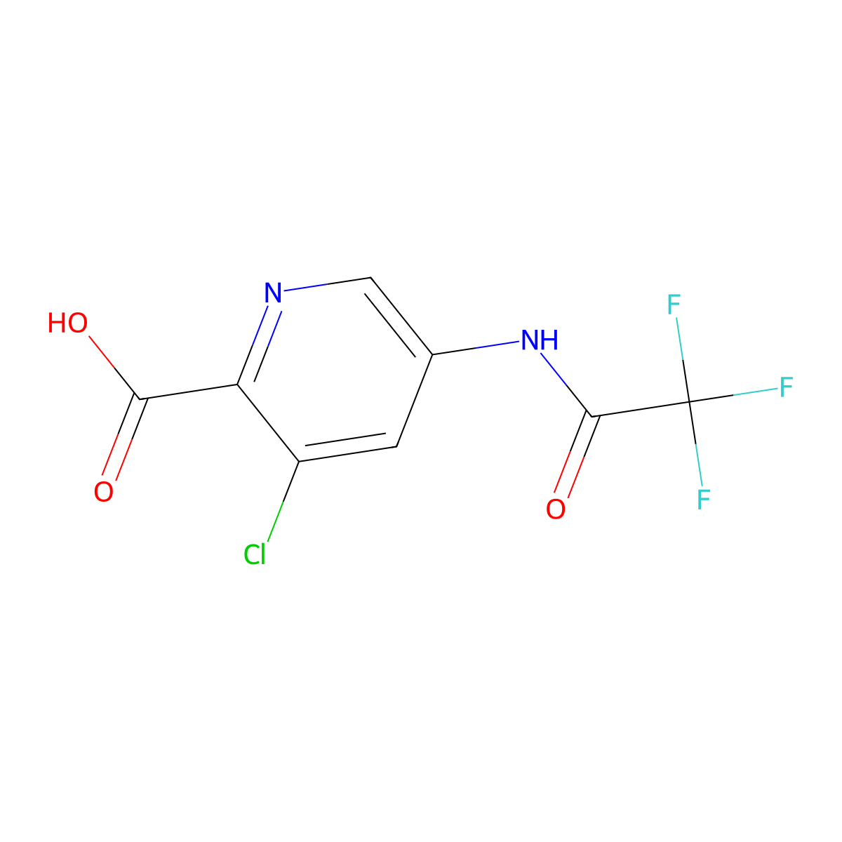 3-Chloro-5-(2,2,2-trifluoroacetamido)pyridine-2-carboxylic acid molecular structure, CAS 2680772-46-5