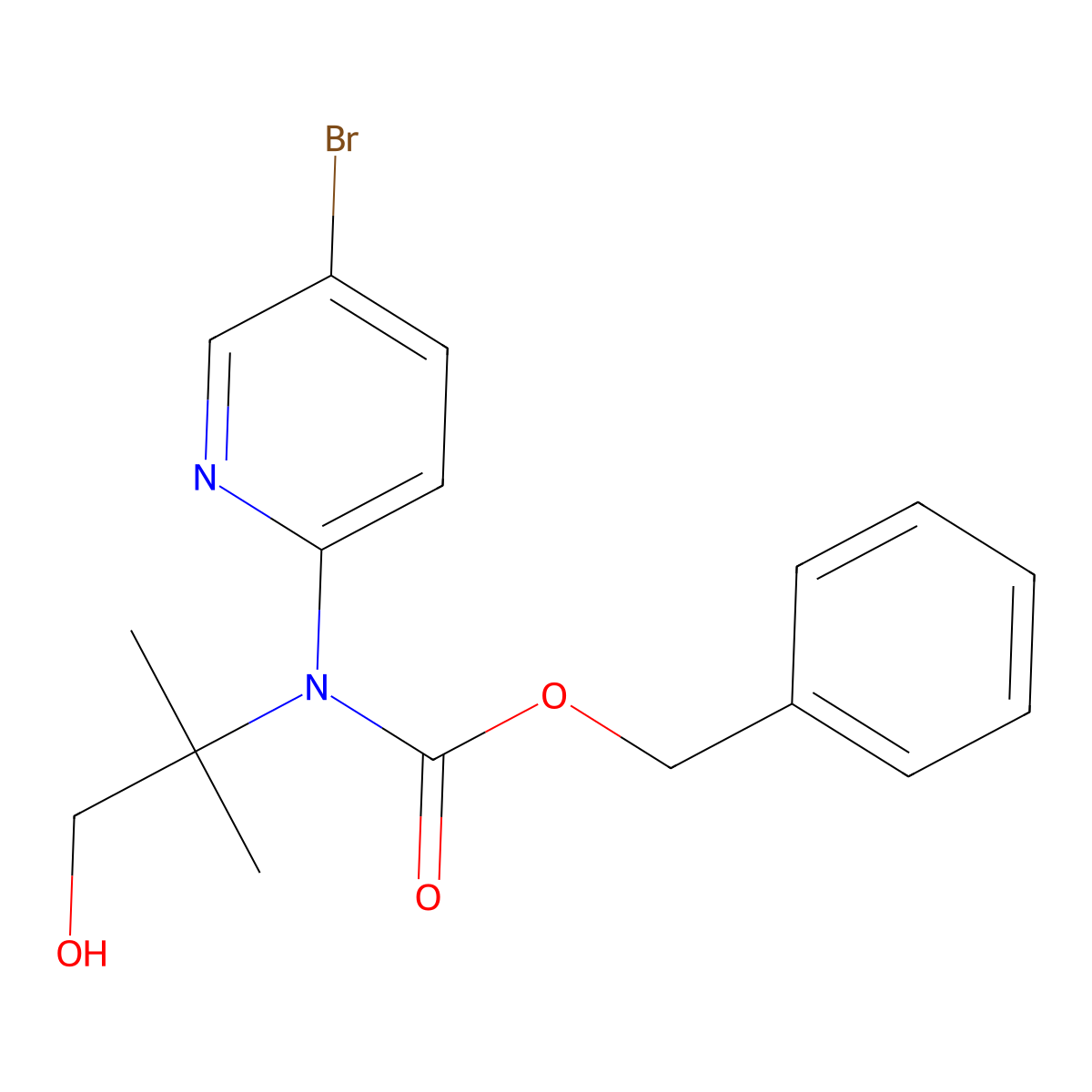 benzyl N-(5-bromopyridin-2-yl)-N-(1-hydroxy-2-methylpropan-2-yl)carbamate molecular structure, CAS 2680772-48-7