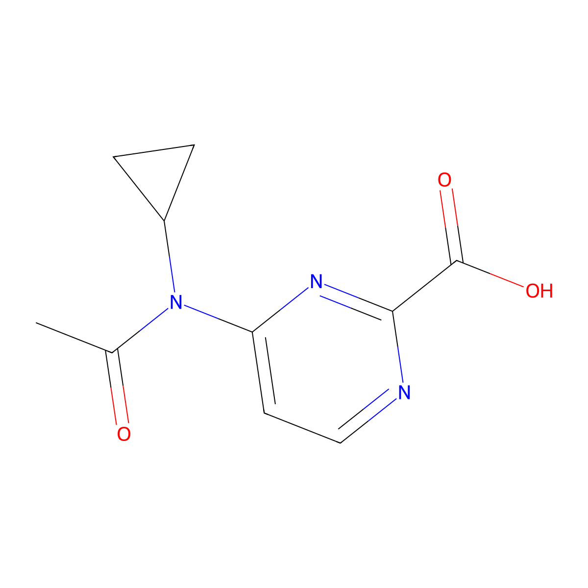 4-(N-cyclopropylacetamido)pyrimidine-2-carboxylic acid molecular structure, CAS 2680772-51-2