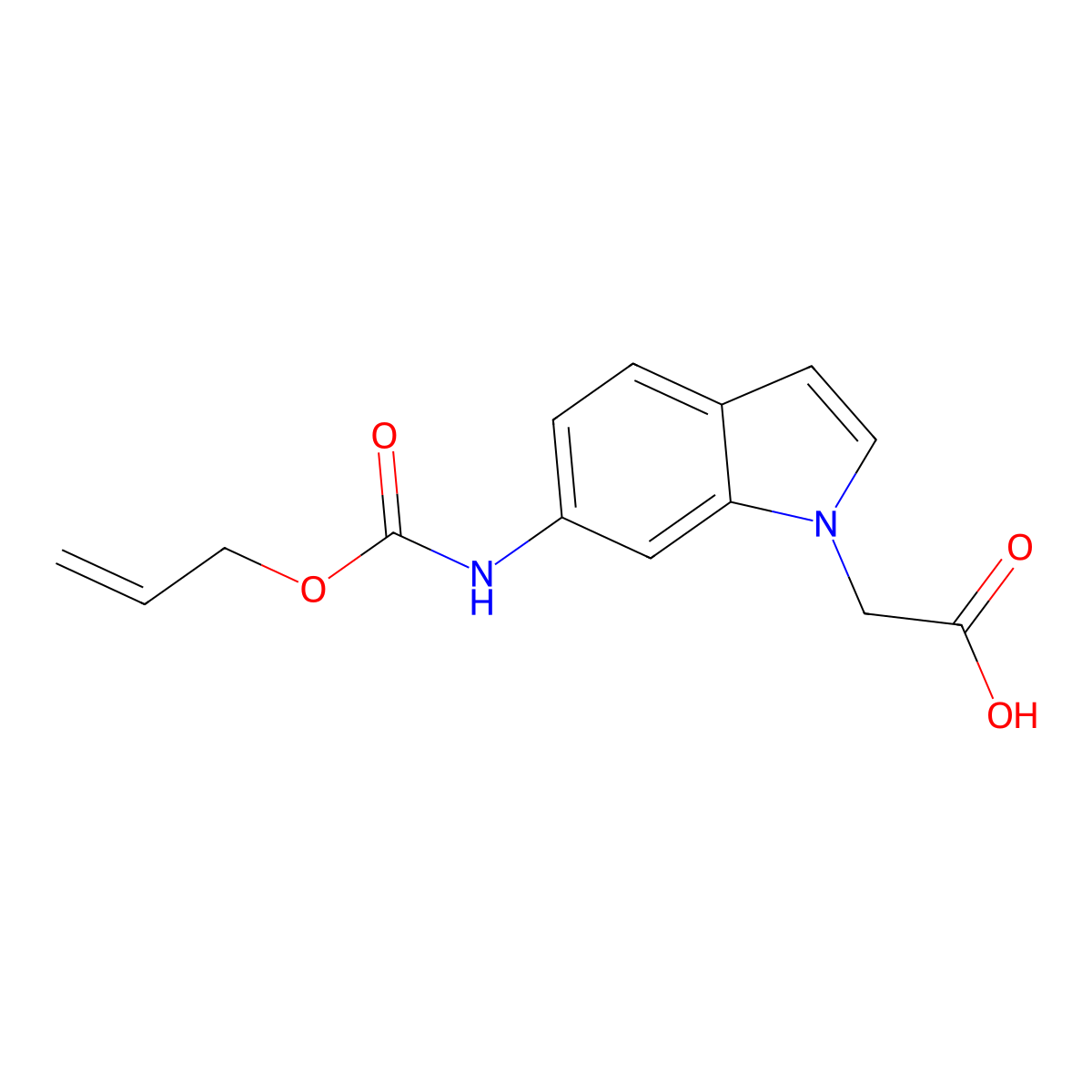 2-(6-{[(prop-2-en-1-yloxy)carbonyl]amino}-1H-indol-1-yl)acetic acid molecular structure, CAS 2680772-61-4