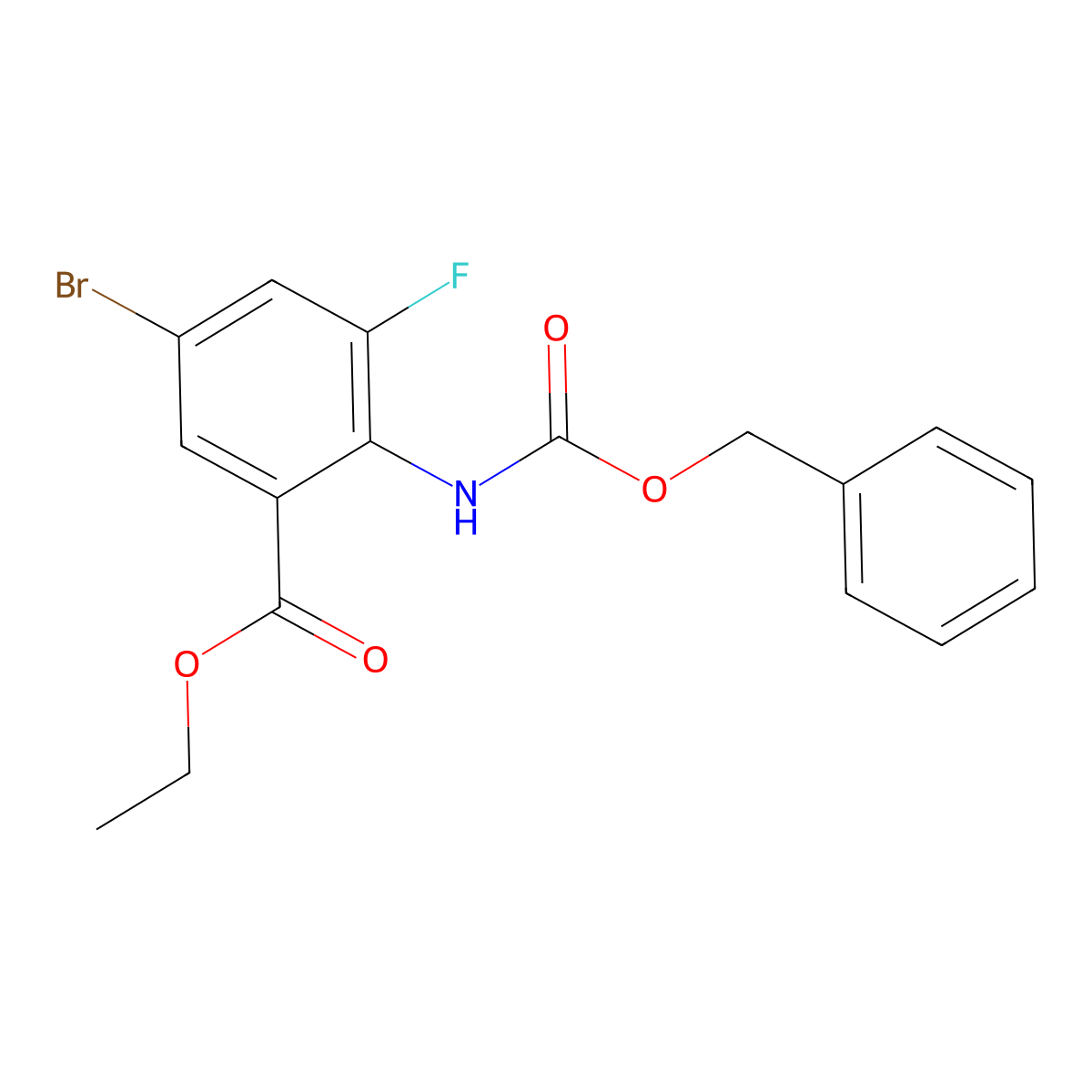 Ethyl 2-{[(benzyloxy)carbonyl]amino}-5-bromo-3-fluorobenzoate molecular structure, CAS 2680772-63-6