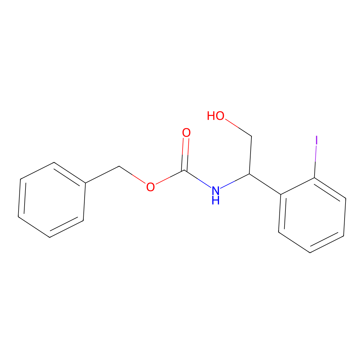 benzyl N-[2-hydroxy-1-(2-iodophenyl)ethyl]carbamate molecular structure, CAS 2680772-70-5