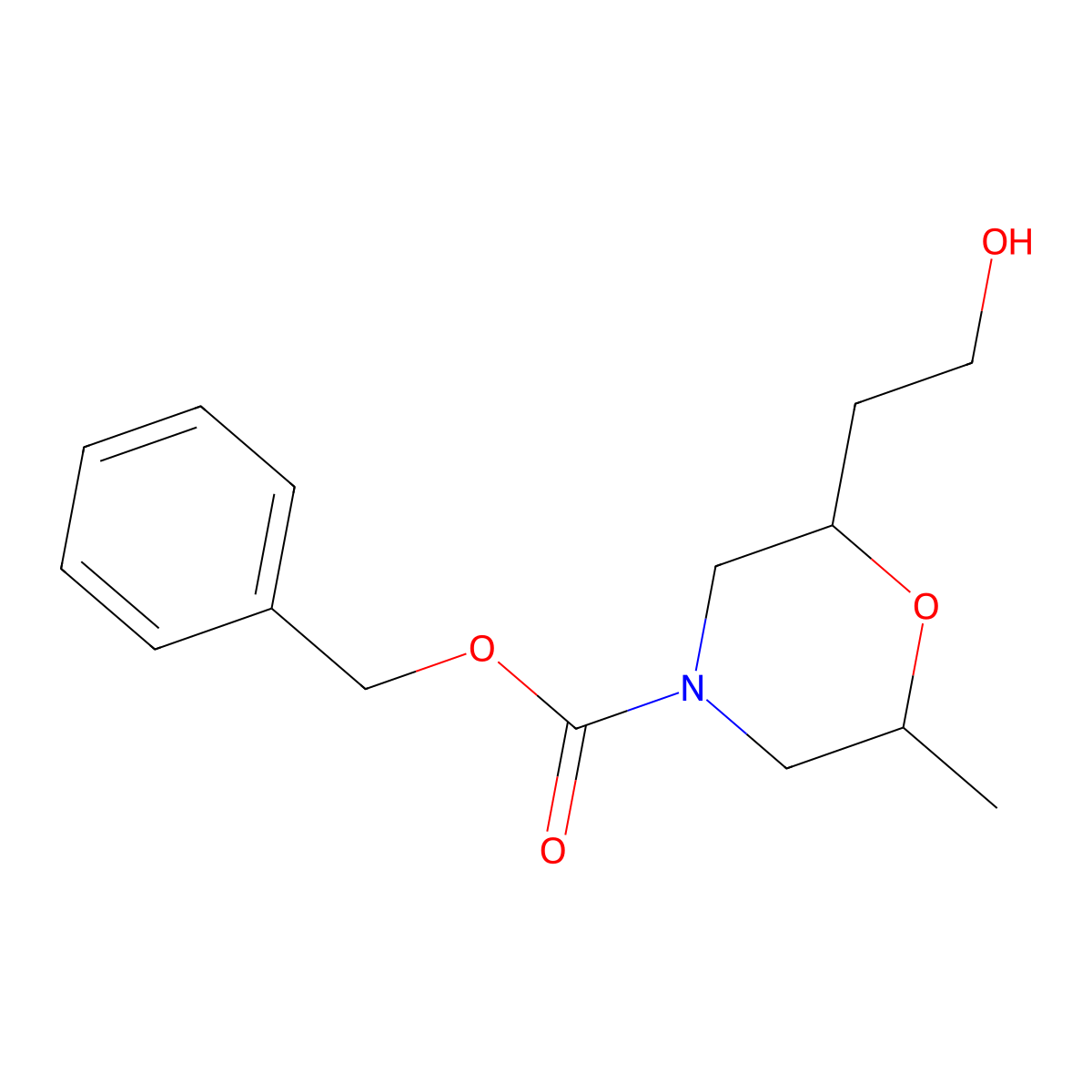 Benzyl 2-(2-hydroxyethyl)-6-methylmorpholine-4-carboxylate molecular structure, CAS 2680772-73-8