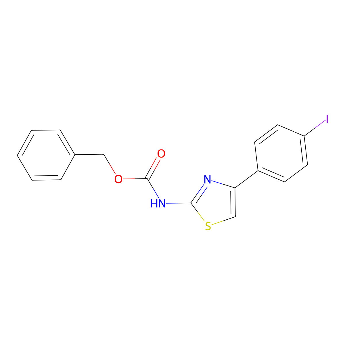 benzyl N-[4-(4-iodophenyl)-1,3-thiazol-2-yl]carbamate molecular structure, CAS 2680772-83-0