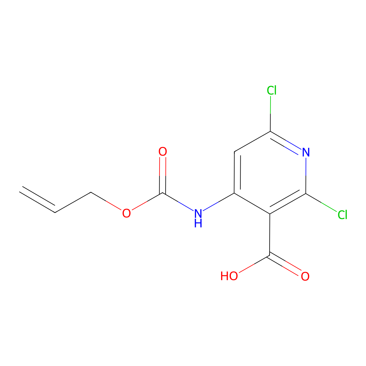 2,6-Dichloro-4-{[(prop-2-en-1-yloxy)carbonyl]amino}pyridine-3-carboxylic acid molecular structure, CAS 2680772-85-2