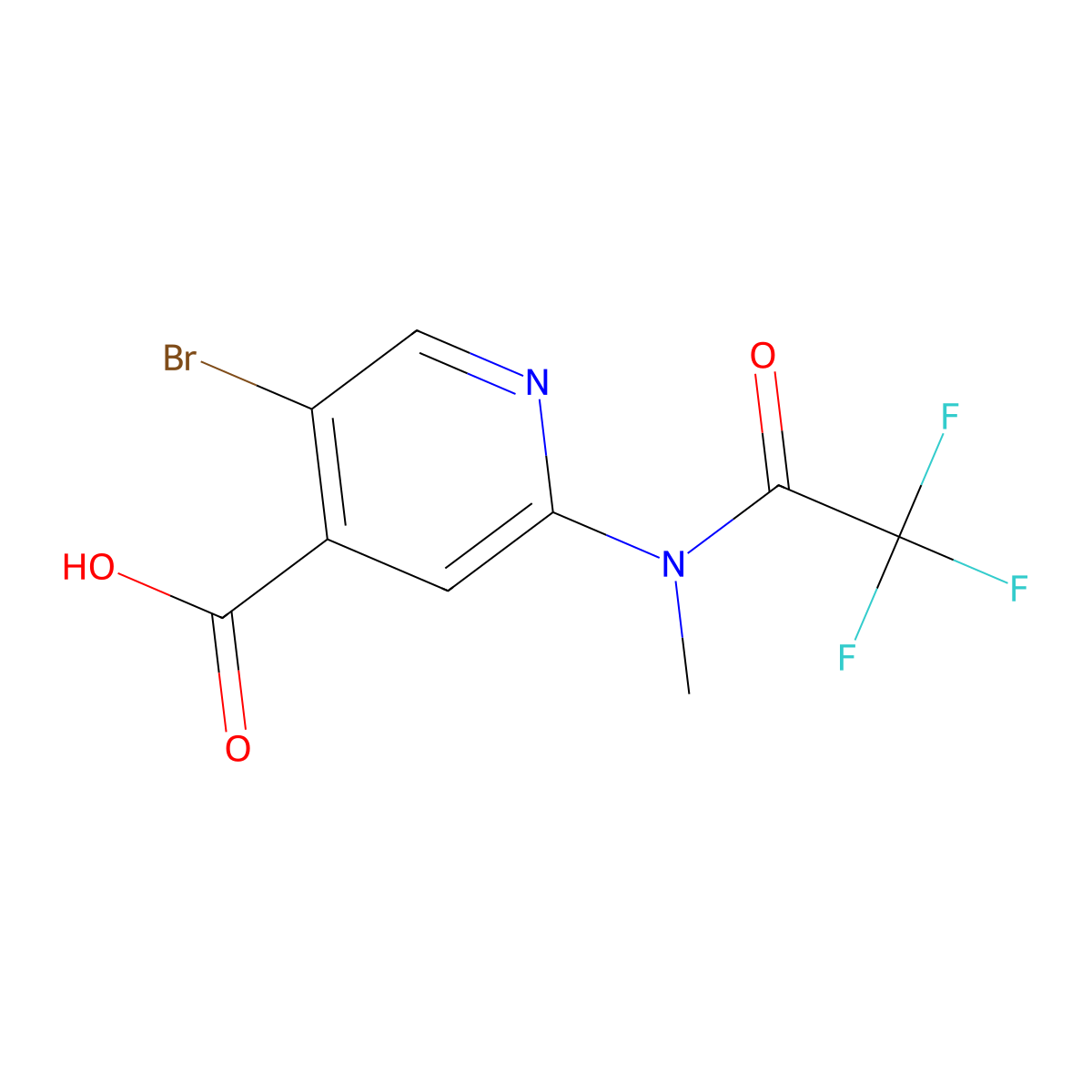 5-bromo-2-(2,2,2-trifluoro-N-methylacetamido)pyridine-4-carboxylic acid molecular structure, CAS 2680772-89-6