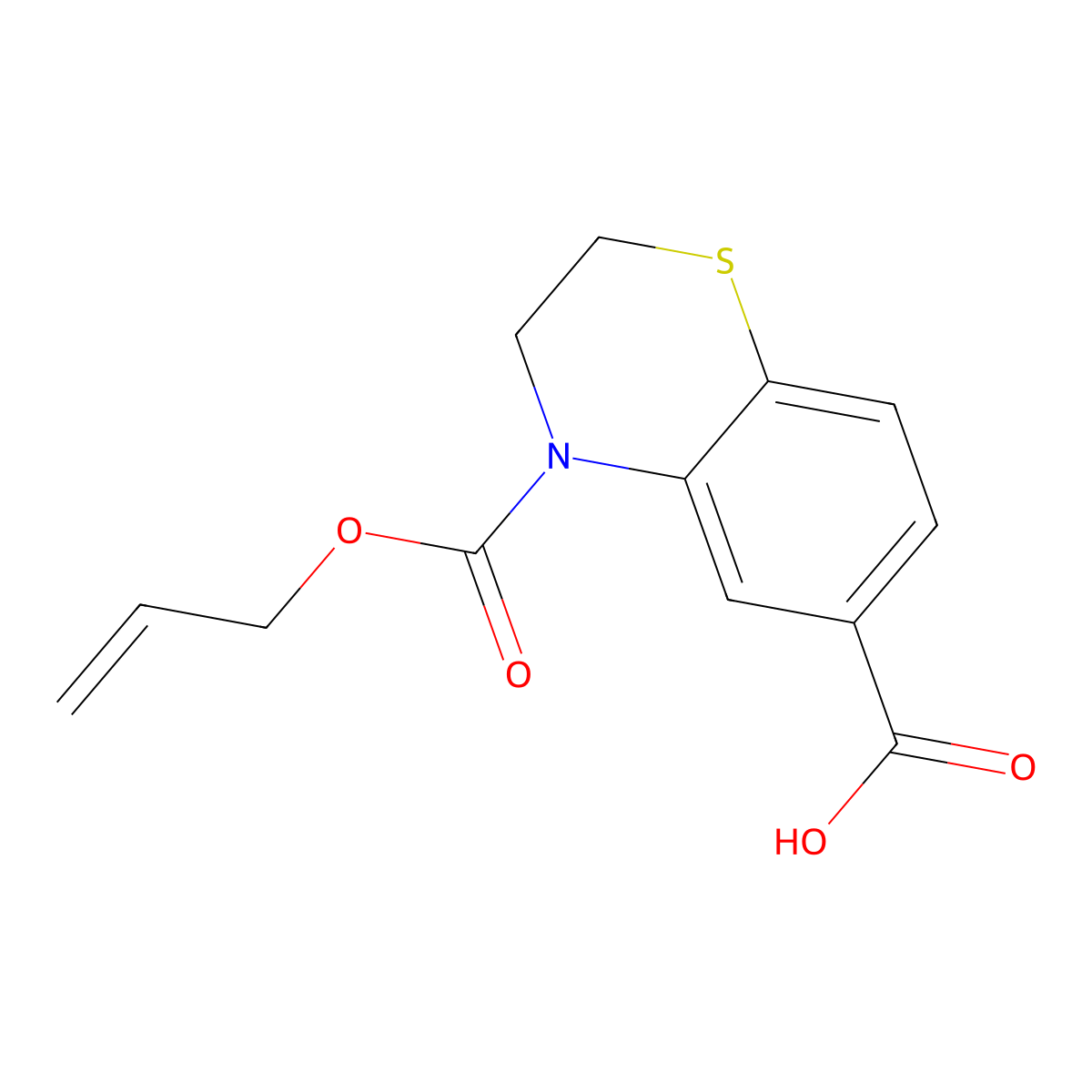 4-[(prop-2-en-1-yloxy)carbonyl]-3,4-dihydro-2H-1,4-benzothiazine-6-carboxylic acid molecular structure, CAS 2680772-91-0