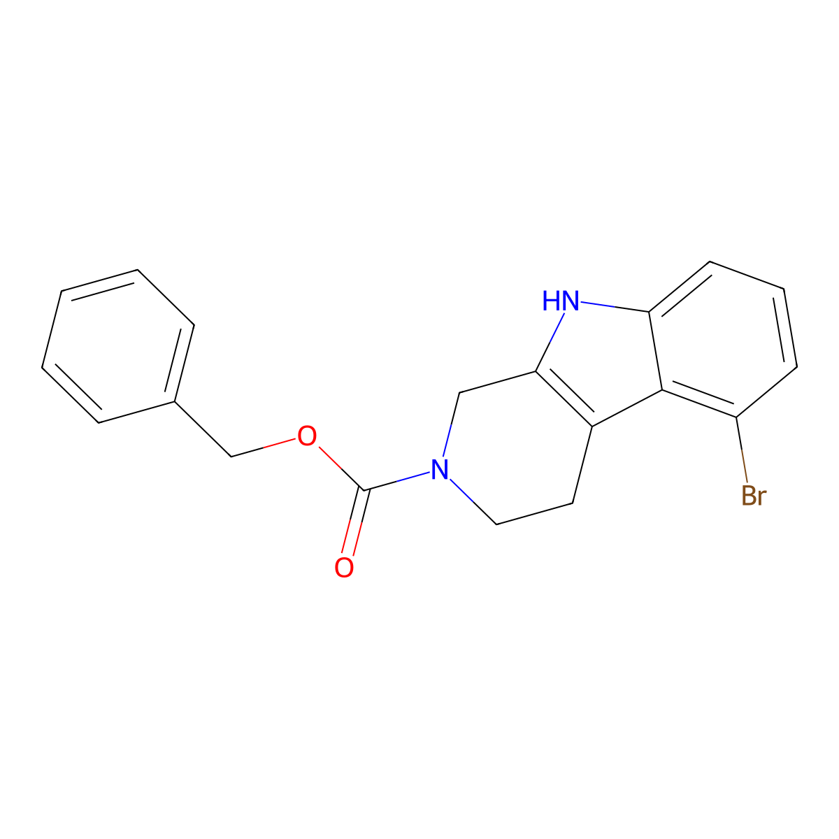 benzyl 5-bromo-1H,2H,3H,4H,9H-pyrido[3,4-b]indole-2-carboxylate molecular structure, CAS 2680773-01-5