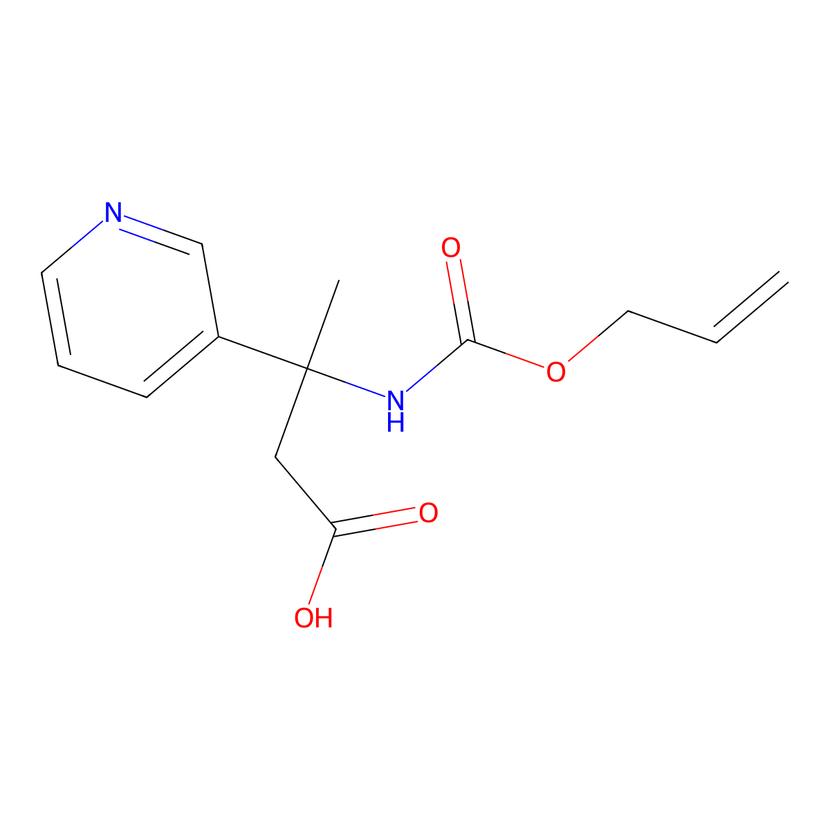 3-{[(Prop-2-en-1-yloxy)carbonyl]amino}-3-(pyridin-3-yl)butanoic acid molecular structure, CAS 2680773-04-8