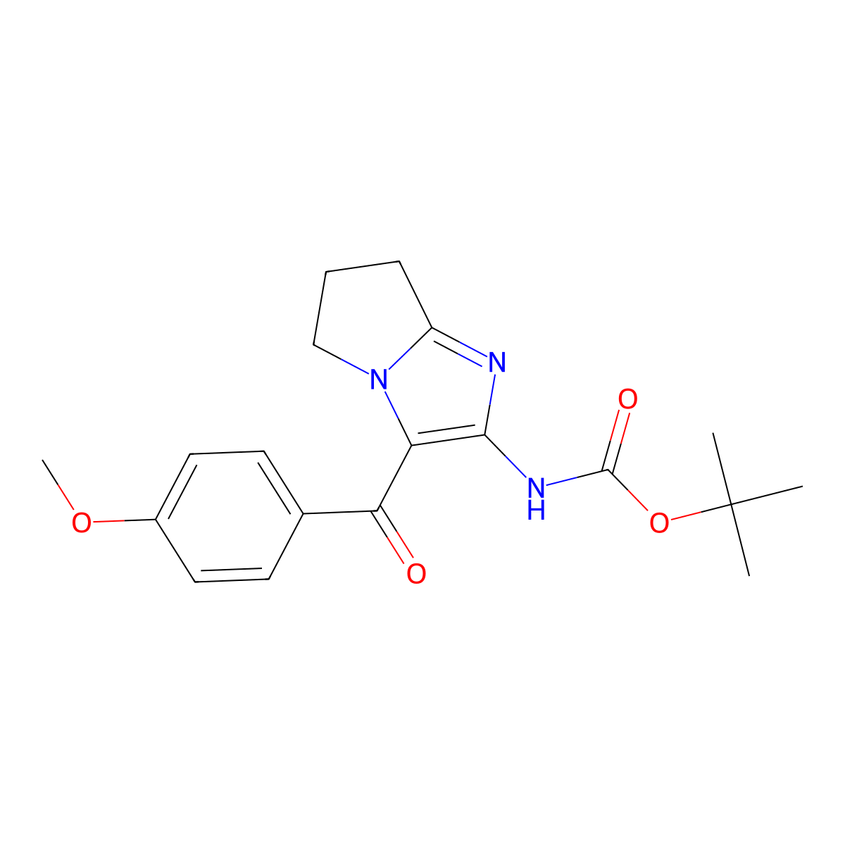 tert-butyl N-[3-(4-methoxybenzoyl)-5H,6H,7H-pyrrolo[1,2-a]imidazol-2-yl]carbamate molecular structure, CAS 2680773-11-7