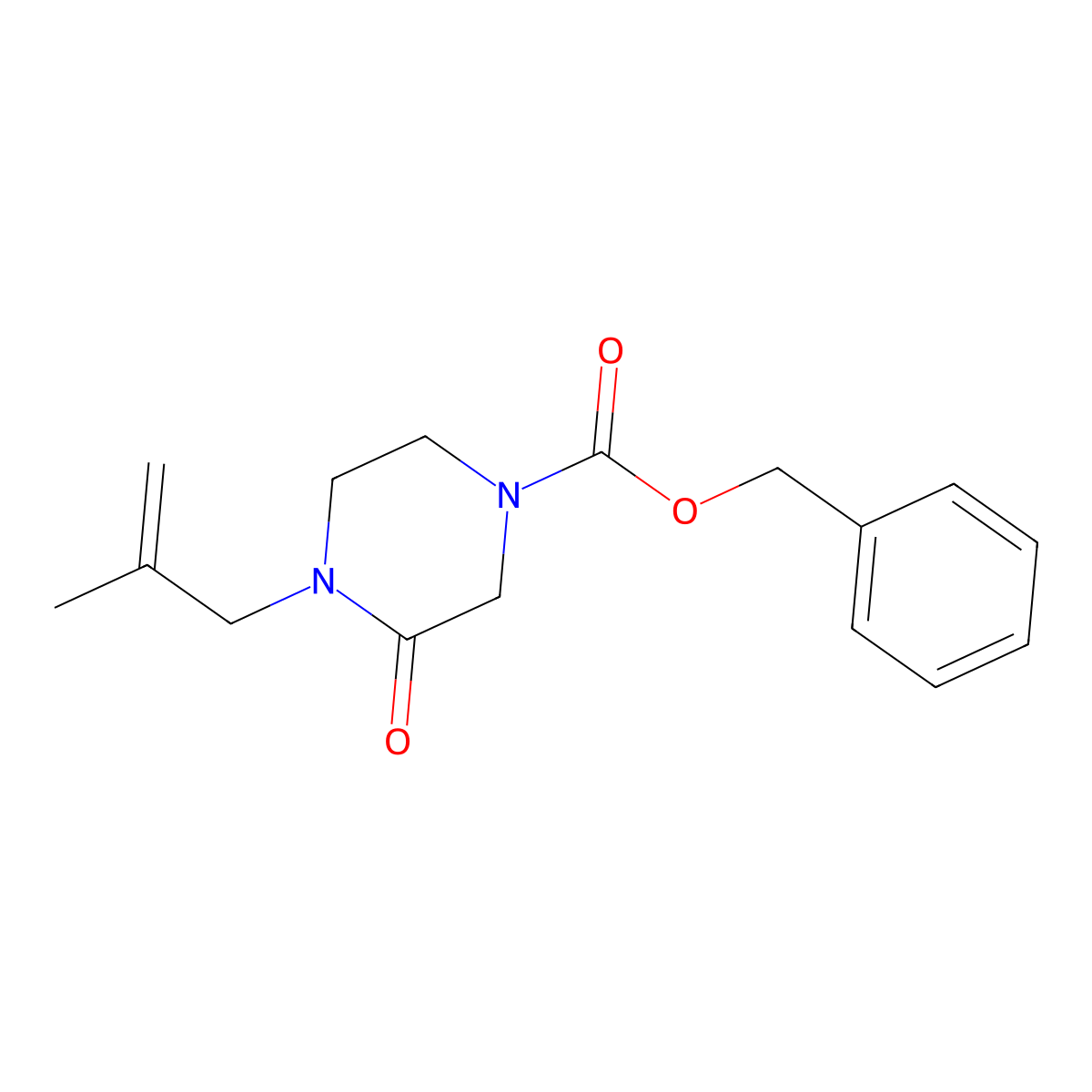 Benzyl 4-(2-methylprop-2-en-1-yl)-3-oxopiperazine-1-carboxylate molecular structure, CAS 2680773-18-4