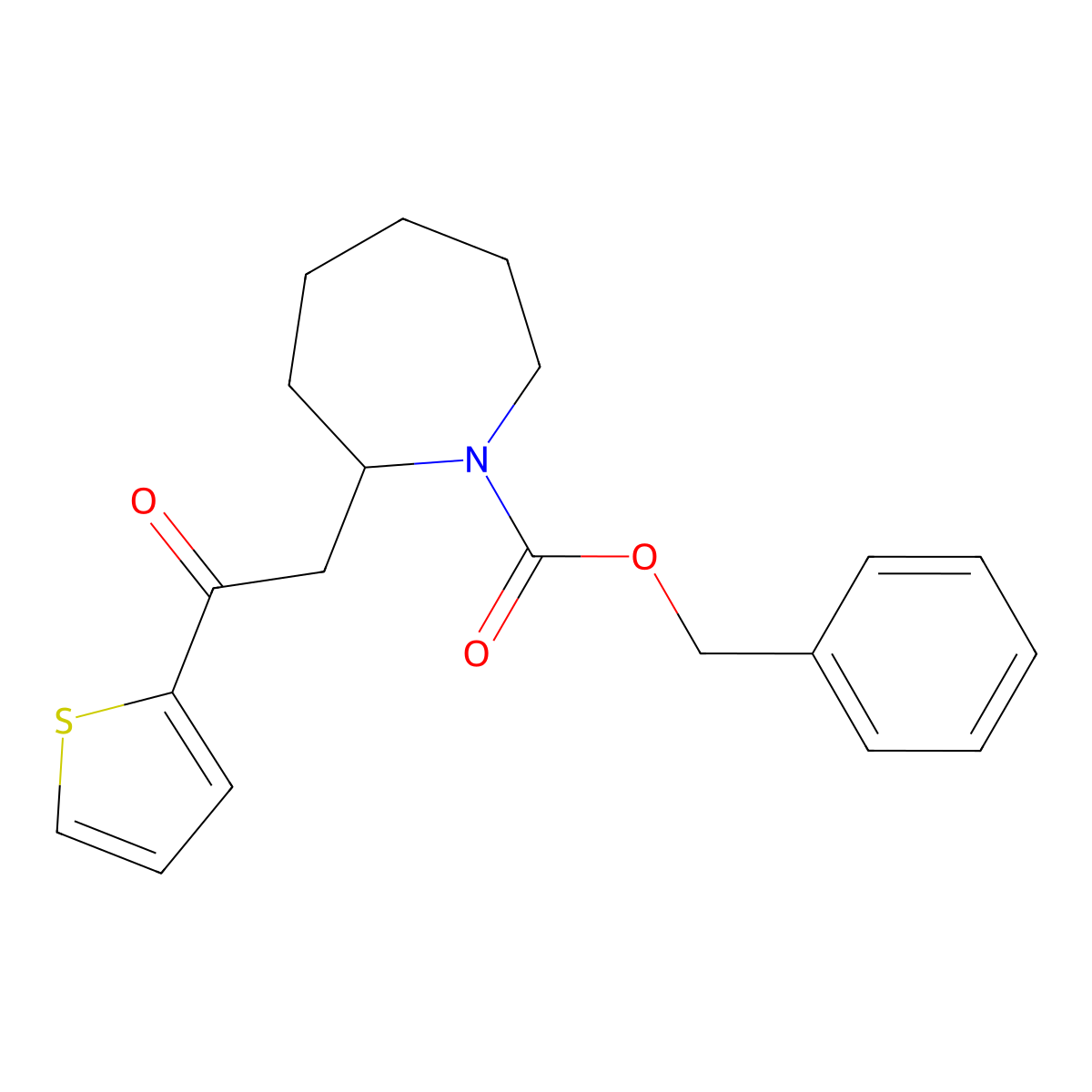 Benzyl 2-[2-oxo-2-(thiophen-2-yl)ethyl]azepane-1-carboxylate molecular structure, CAS 2680773-19-5