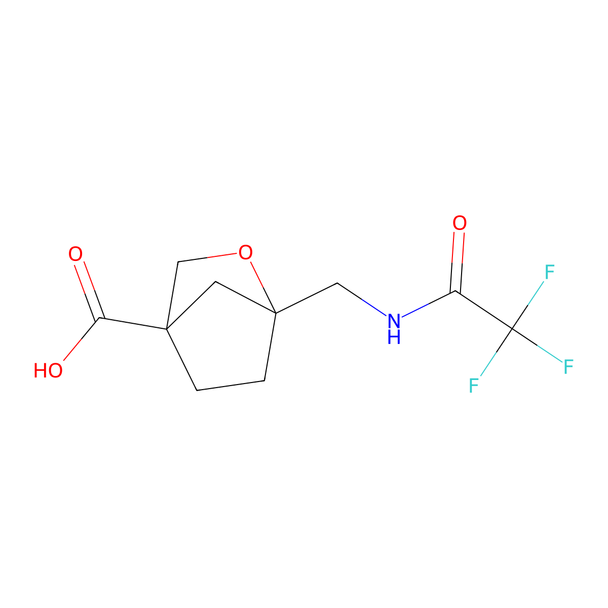 1-[(Trifluoroacetamido)methyl]-2-oxabicyclo[2.2.1]heptane-4-carboxylic acid molecular structure, CAS 2680773-23-1