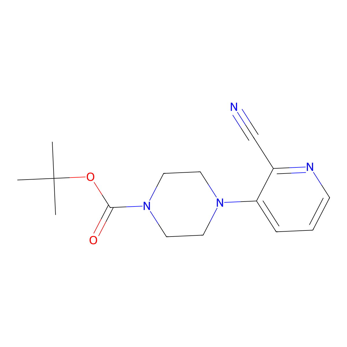 Tert-butyl 4-(2-cyanopyridin-3-yl)piperazine-1-carboxylate molecular structure, CAS 2680773-26-4