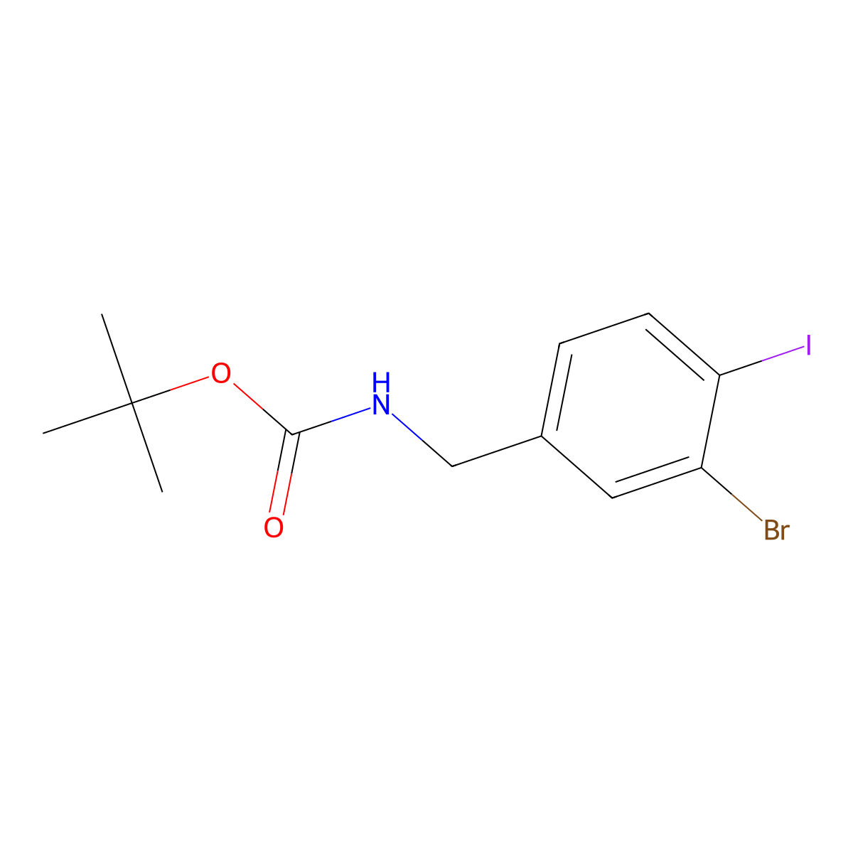 tert-butyl N-[(3-bromo-4-iodophenyl)methyl]carbamate molecular structure, CAS 2680773-29-7